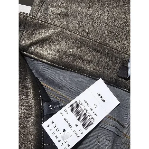 NWT J Brand L624 Stacked Super Skinny in Gold Rush Lambskin Leather Pants 25